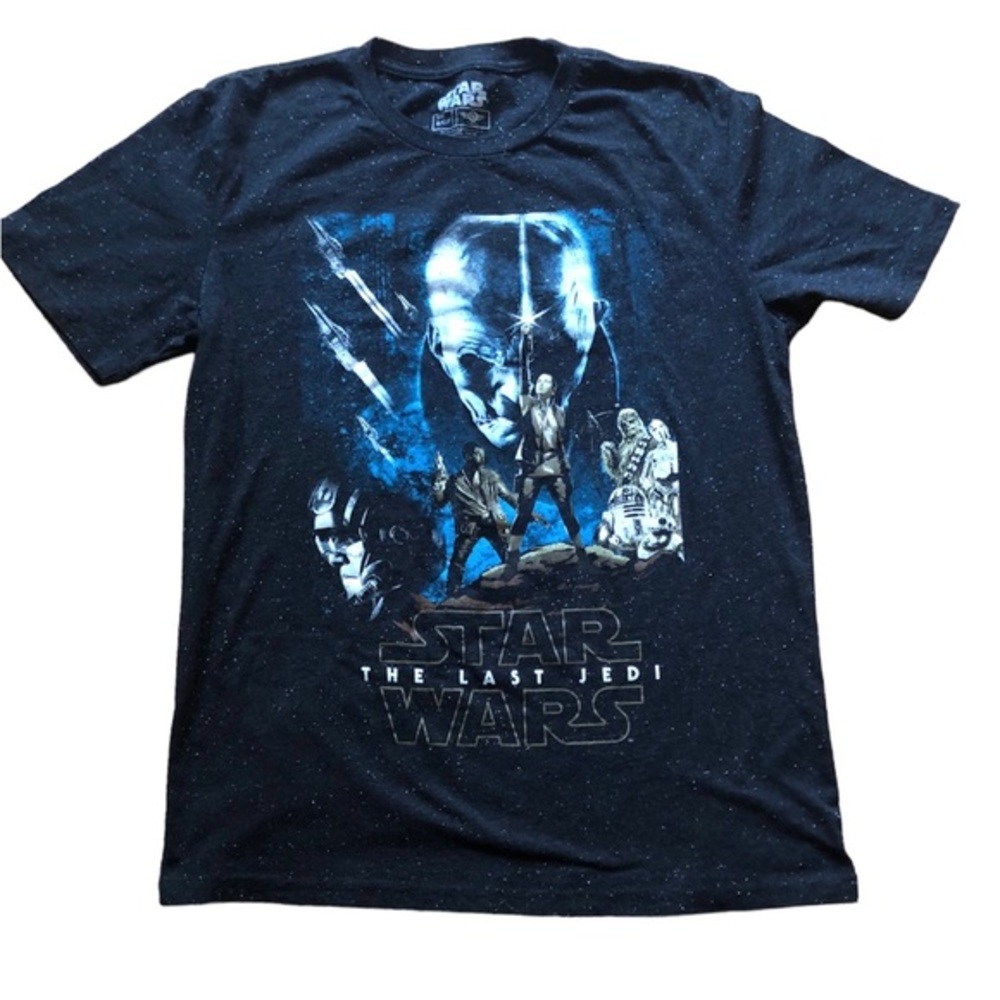 Star Wars T Shirt Size Small The Last Jedi Graphic Speckled Cotton Blend Black
